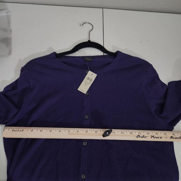 Ann Taylor Sweater Womens XL Purple Cardigan Button Front Crew Neck Long Sleeve - Picture 6 of 9